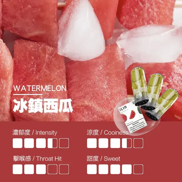 ILIA煙彈-瓷芯霧化彈-冰鎮西瓜口感webp - ILIA Drip 台灣官方旗艦店 | LANA、RELX、SP2S 主機煙彈專賣